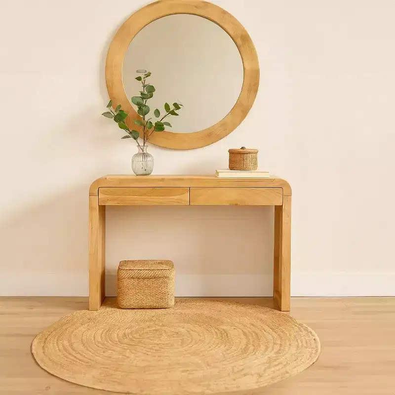 Royal Hampton Console Table | 43 Wide Top | Handcrafted Natural Acacia Wood | Dual Drawer Storage