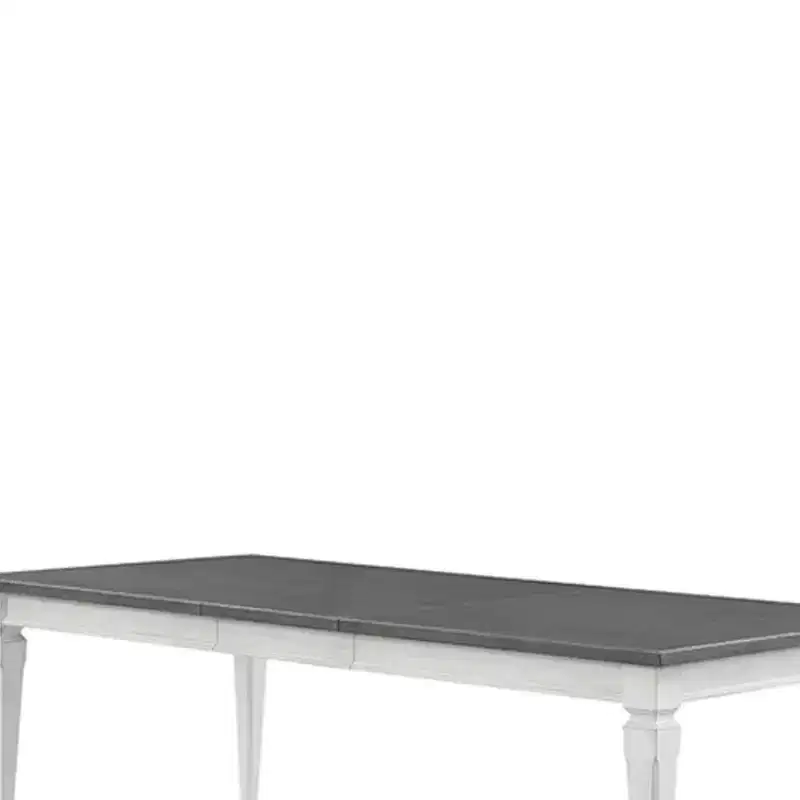 90" Katia Dining Table Rustic Gray and Weathered White Finish - Acme Furniture: Extendable, Seats 8