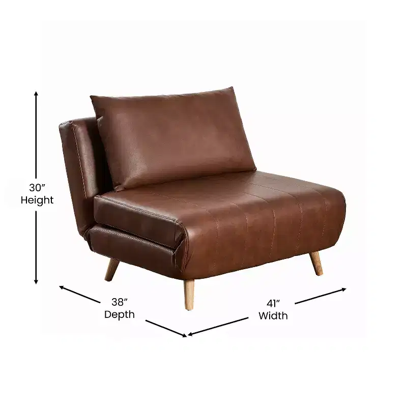 Merrick Lane Convertible Tri-Fold Sleeper Chair with Channel Stitching and Pillow