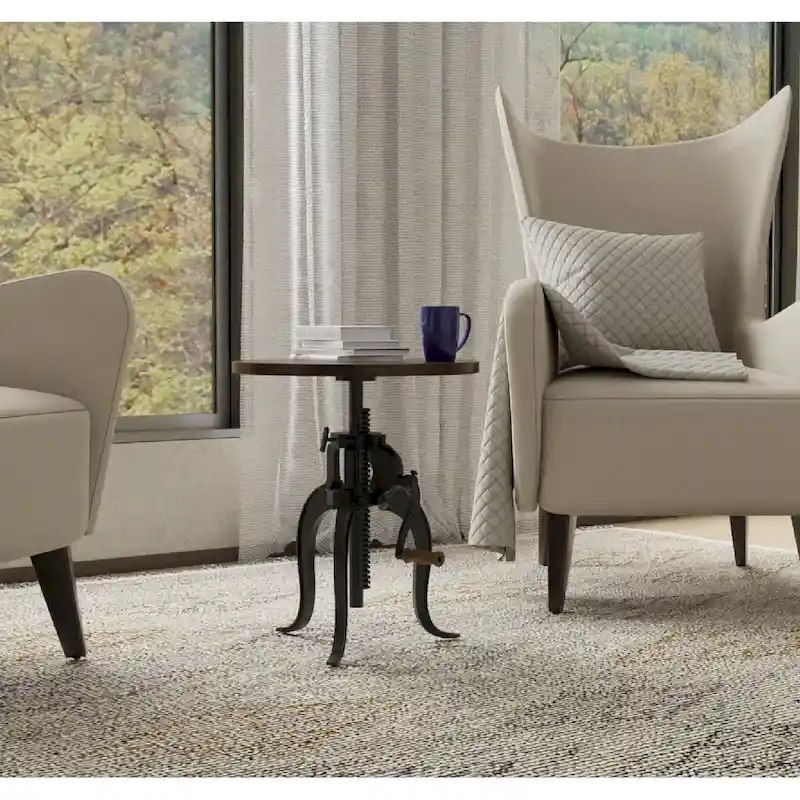 Regan Adjustable Accent Table - Chestnut Top - Black Base