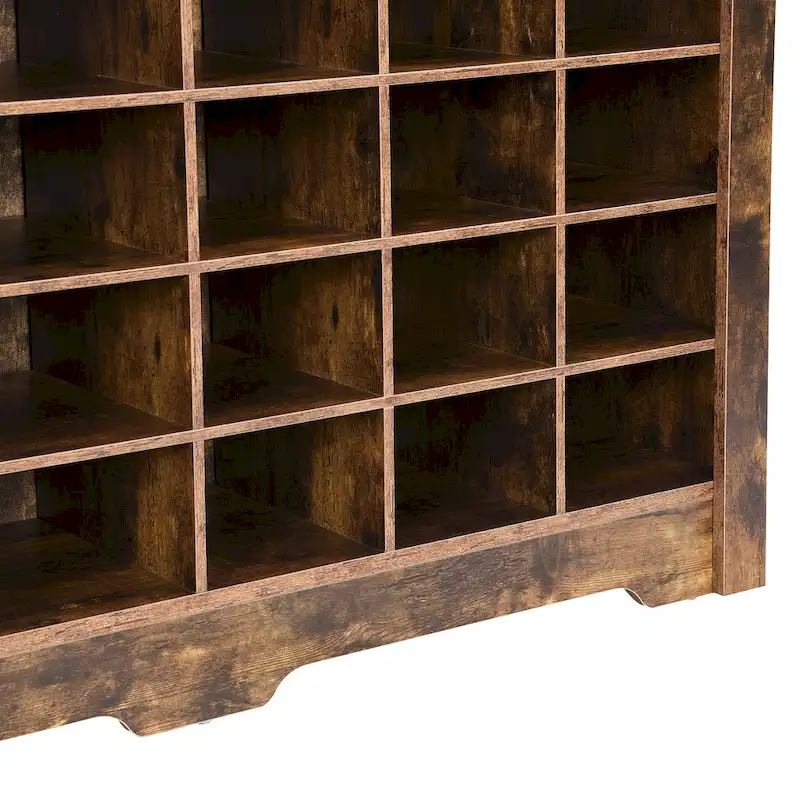 Sleek Design 24 Shoe Cubby Console, Modern Shoe Cabinet with Curved Base