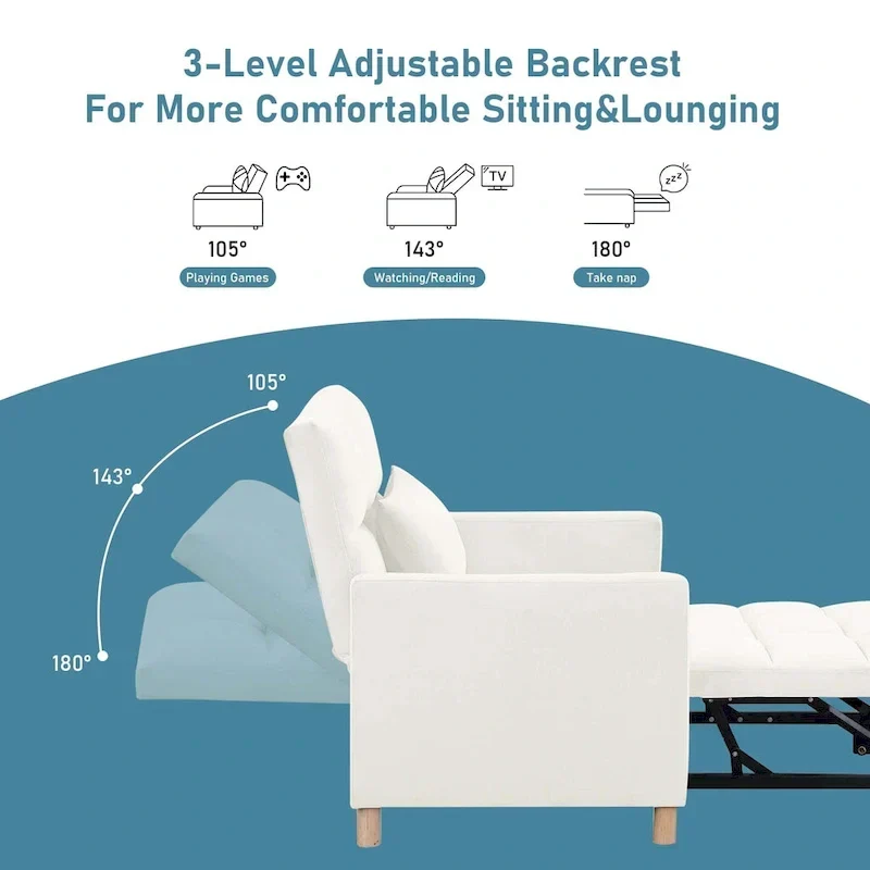 Aukfa Sleeper Chair Bed Convertible Single Sofa Chair with Pillow