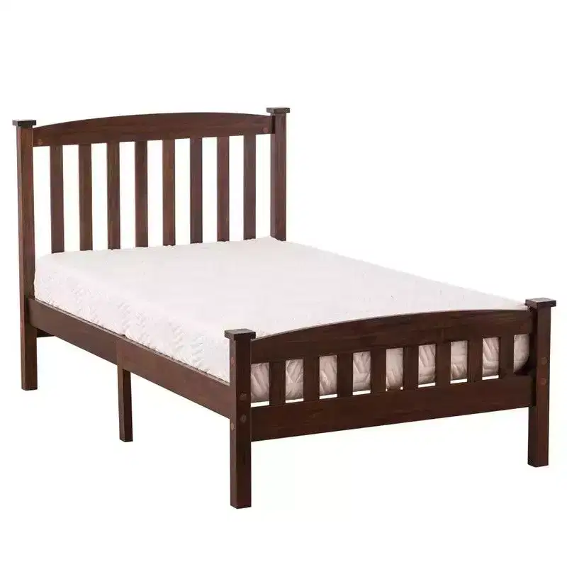Twin Size Platform Bed Frame with Headboard – Solid Pine Wood, 11.5