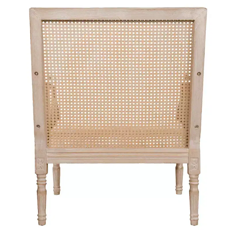 GDFStudio Bertie Rattan and Rubberwood Upholstered French Accent Chair