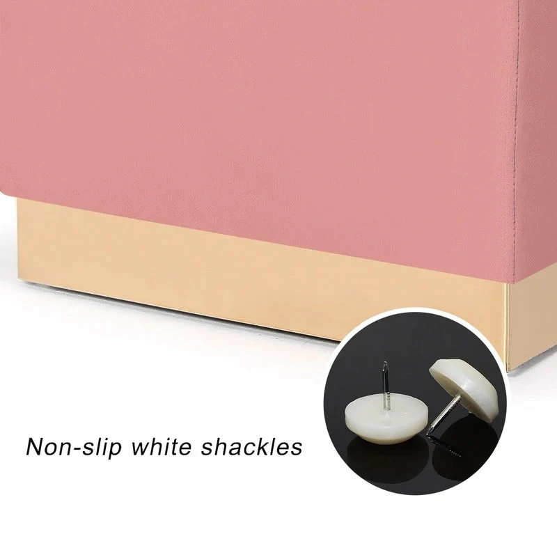 Ottoman Footrest Vanity Stool with Gold Trim