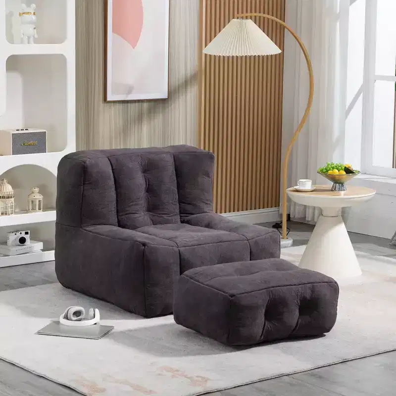 Super Soft Bean Bag Chair with Memory Foam & Ottoman – Adults, Indoor/Outdoor