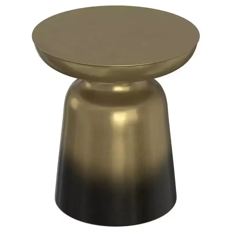 Round Metal Accent Side Table – Silver / Gold / Antique Copper / Gold-Black Ombré – 1 Piece