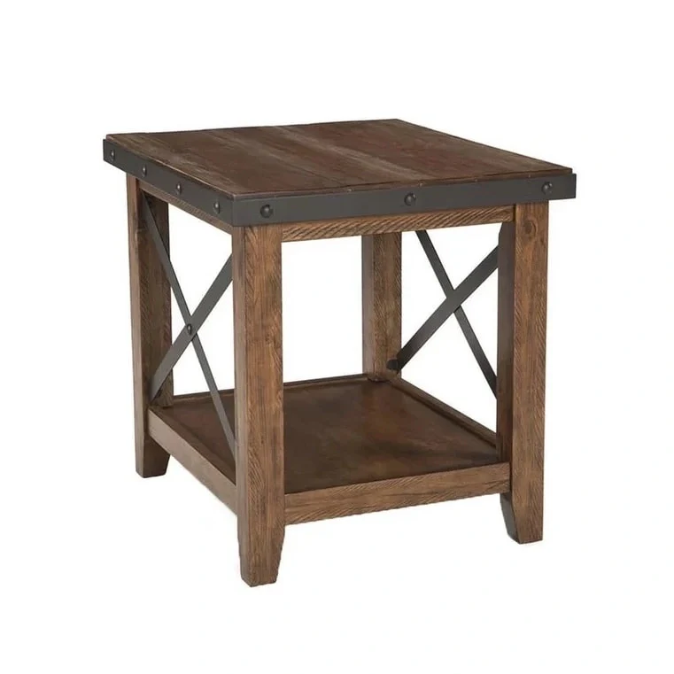 Canyon Brown Wood Top Rustic End Table, 1-Piece