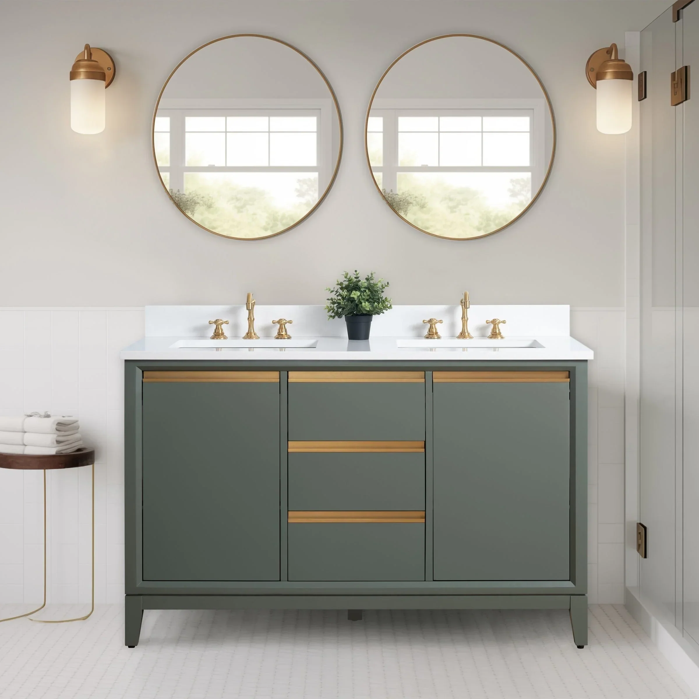 Vanity Art Bathroom Vanity with Ceramic Sink and Engineered Marble Top