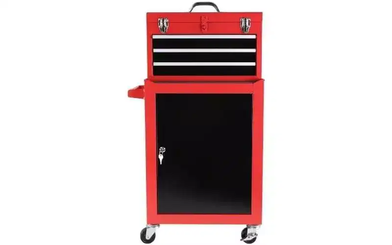 3-Drawer Rolling Tool Cabinet - Lockable Wheels, Large Storage & Adjustable Shelves, for Garage/Warehouse/Workshop