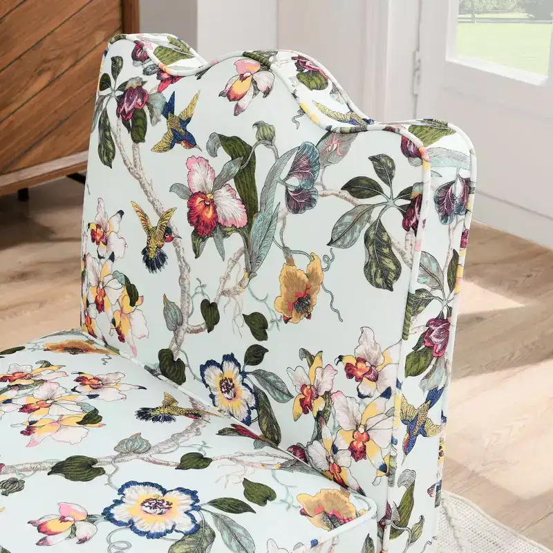 Flannel Single Dining Chair with Soft Cushion, Backrest & Matching Waist Pillow – No Armrests