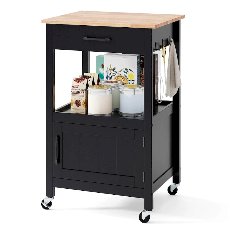 Small Kitchen Island on Wheels Mobile Trolley Cart Barn Door