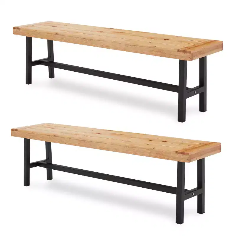 EROMMY Wooden Picnic Bench(Set of 2)