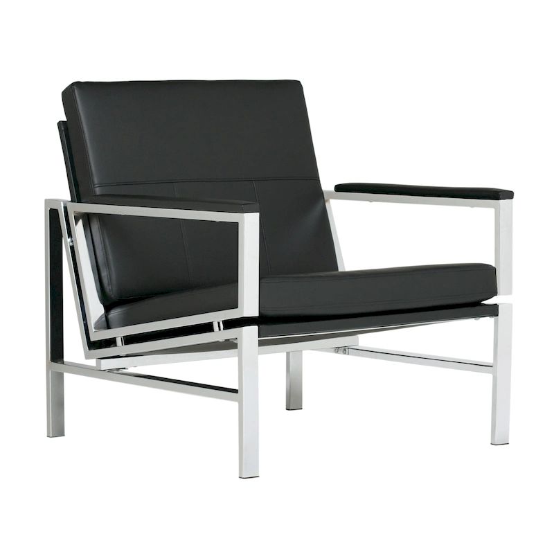 Strick & Bolton Regina Metal and Bonded Leather Mid Century Accent Chair