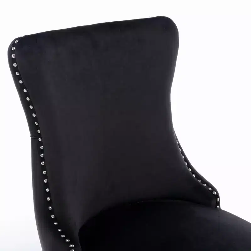 Okak Retro Dining Chairs Set of 2, Comfy Upholstered Wing-Back Chairs with Backstitching Nailhead Trim, Kitchen Chairs with Solid Wood Legs