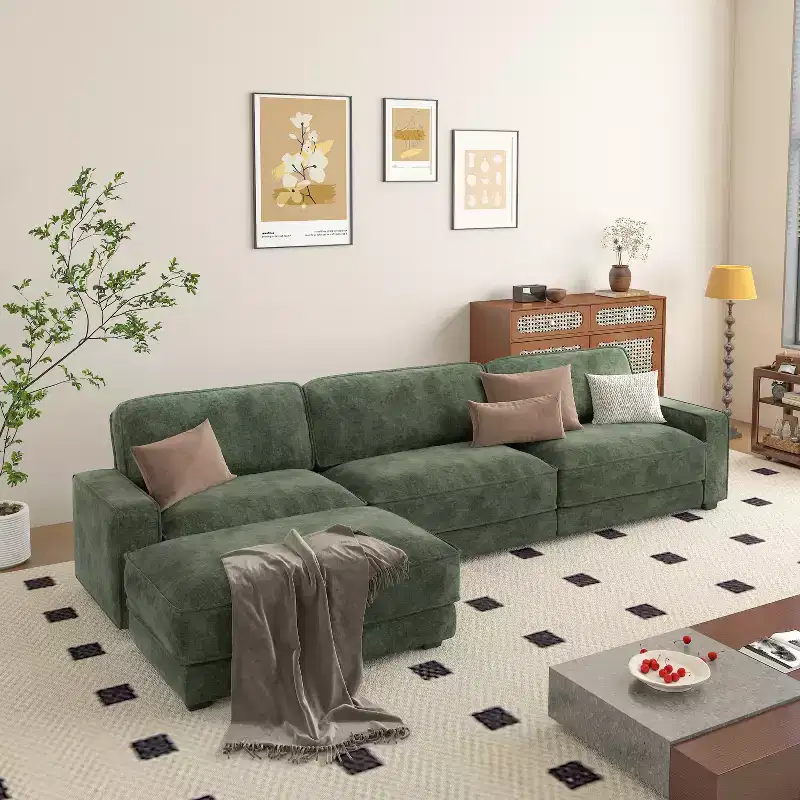 Dyonery 120 Modular Sectional Sofa, Cloud Sectional Couch with Deep Seat, Modern Modular L-Shape Sofa Couch with Chaise.