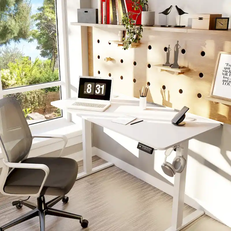Futzca Height Adjustable Electric Standing Desk Sit Stand Computer Stand up Desk with Splice Board