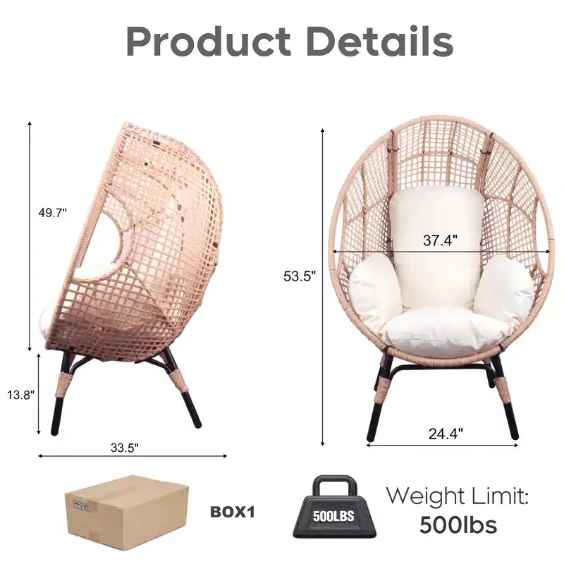 GDFStudio Larkin Modern Galvanized Steel and Polyester Upholstered Egg Chair