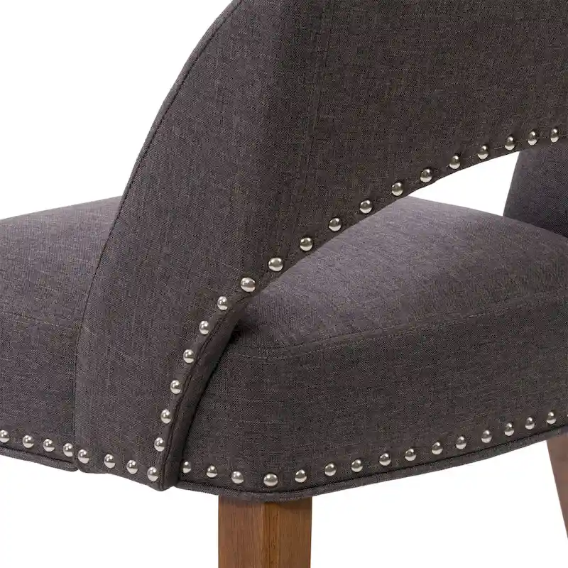 Mid-Century Modern Upholstered Dining Chair with Nail Head Trim, Set of 2