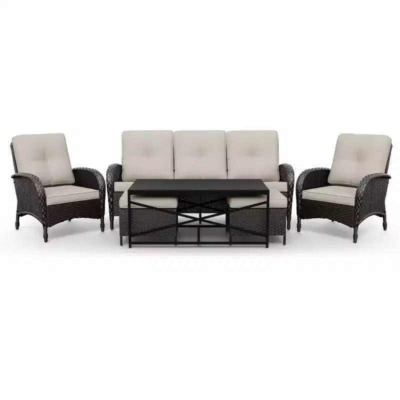UPTIOT Premium Outdoor Patio Set with Coffee Table & High-Density Cushions for Garden Relaxation