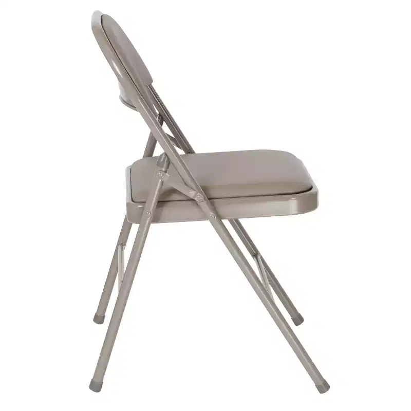 Beige / Gray Padded Vinyl Folding Chair – Set of 2