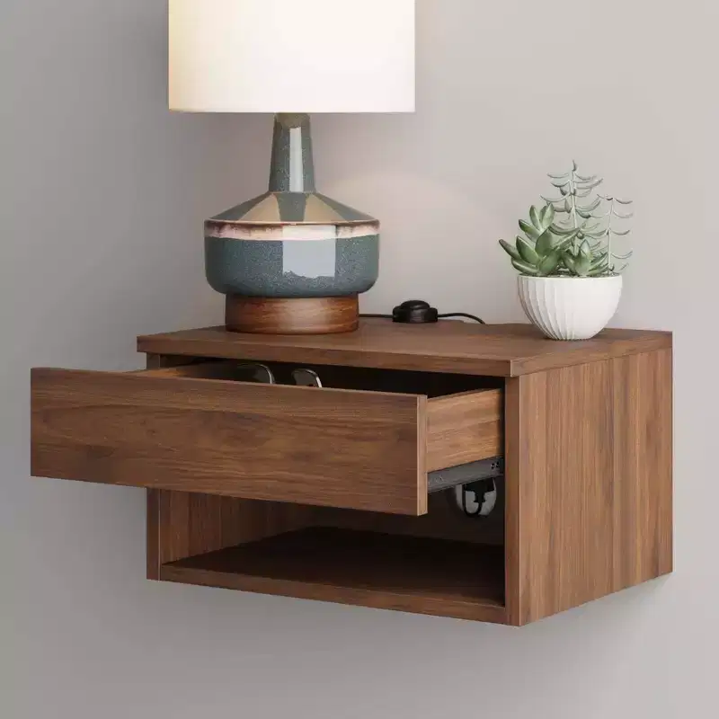 Nathan James Set of 2 Jackson Floating Nightstands Walnut
