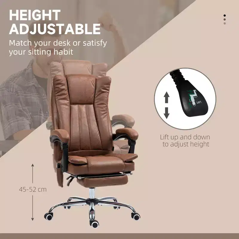 Massage Office Chair with 6 Points and Heat, Reclining Computer Chair with Adjustable Height and Footrest