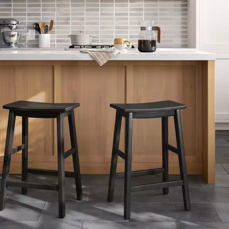 24 Modern All Wood Counter Height with Footrest Barstool