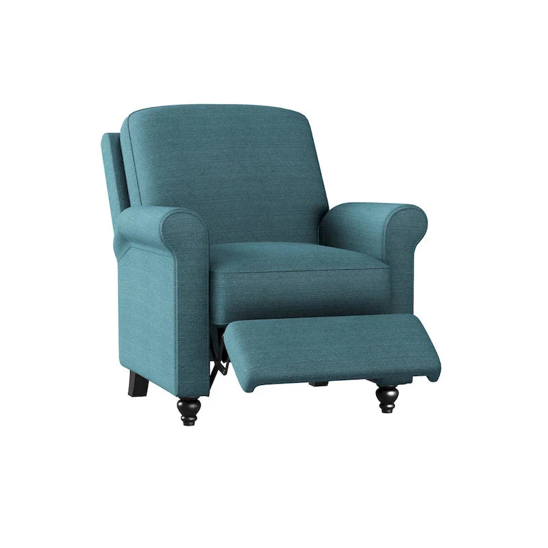 Caribbean Blue Linen Push Back Recliner Chair - Single Seat