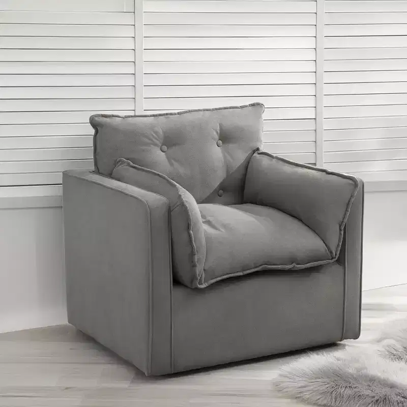 360 Swivel Modern Armchair with Metal Base - 401 Lbs Linen Lounge Chair for Living Room Office