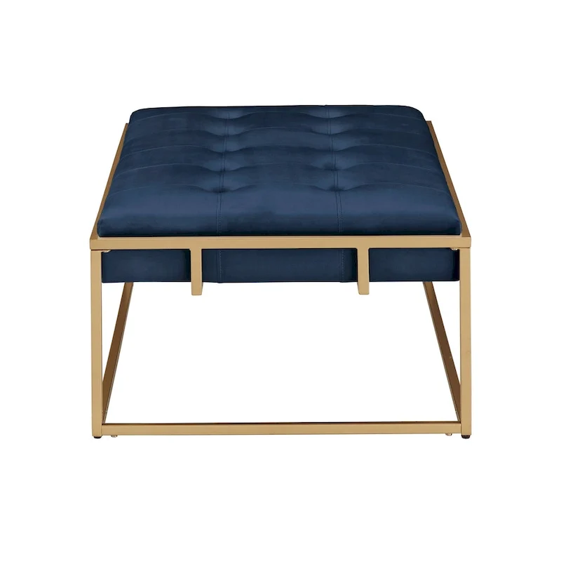 Perdita Gold Finish Velvet Rectangular Tufted Ottoman by iNSPIRE Q Bold