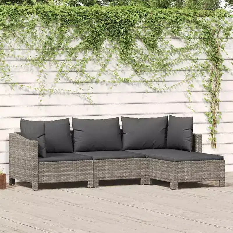 vidaXL Patio Lounge Set Gray Poly Rattan Garden Outdoor Chair Multi Models