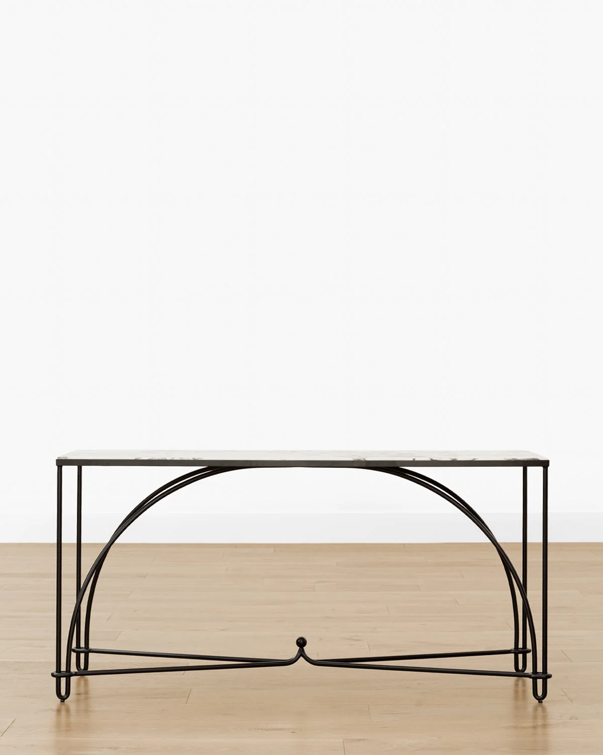 Modern Iron & Stone Console Table with Sculptural Arched Frame for Living Room