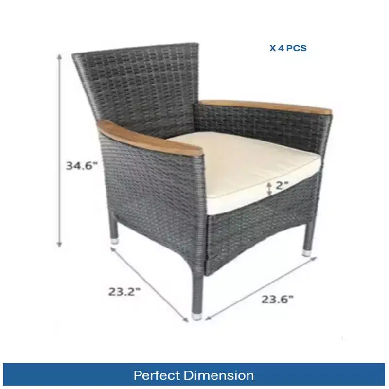 4-Piece All-Weather Rattan Patio Dining Chair