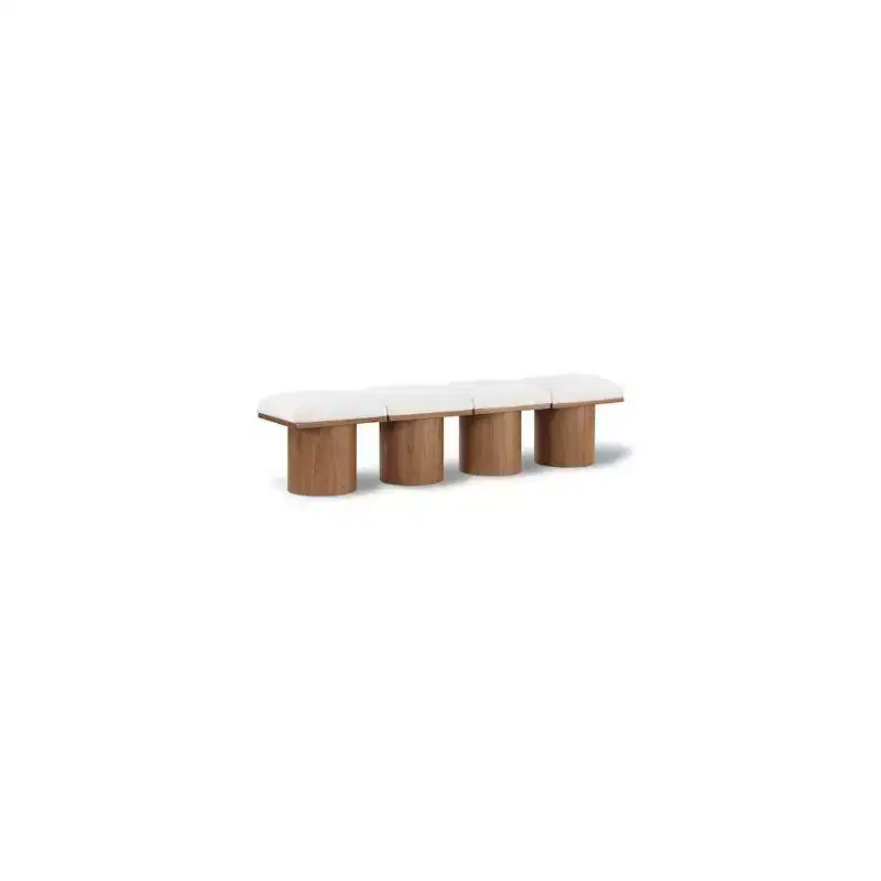 Cream Boucle Fabric Bench