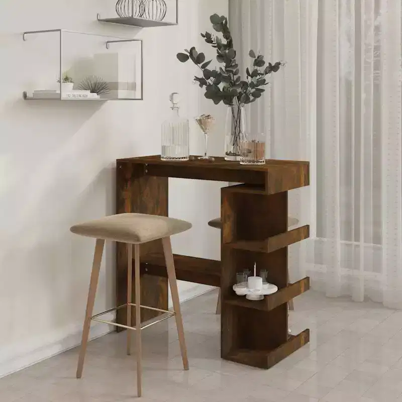 Bar Table Smoked Oak Engineered Wood 39.4 x 19.7 x 40.0 in