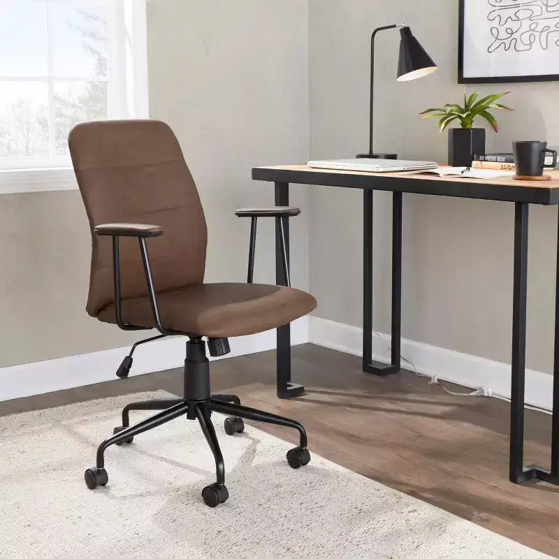 LumiSource Fredrick Office Chair Black Metal/Espresso PU