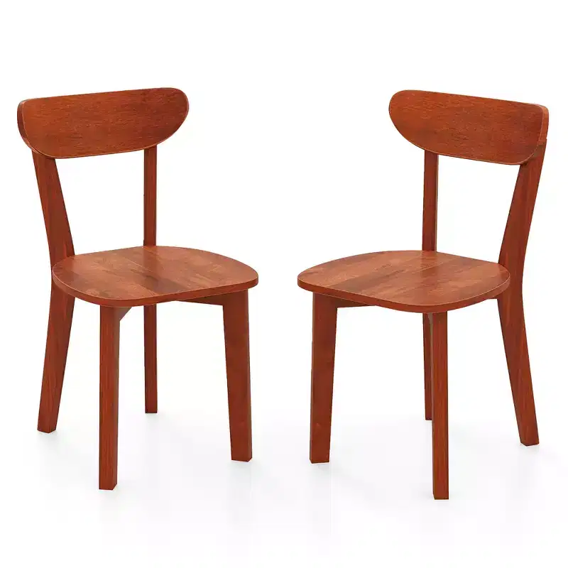 Solid Wood Dining Chair w/ Curved Backrest & Rubber Wood Frame