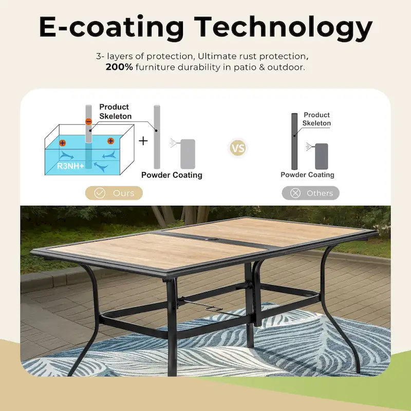MAISON ARTS 7 Pieces Patio Dining Set with 2 Swivel Garden Chairs with Cushion, 4 Steel Chairs, 1 Rectangle Table