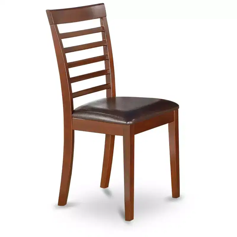 HomeStock Milan Dining Chairs Ladder Back Wood Seat Saddle Brown Set of 2