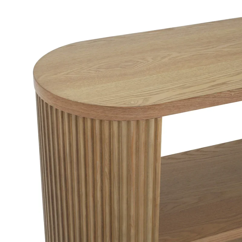 Console Table with Open Shelves and Fluted Wood Veneer