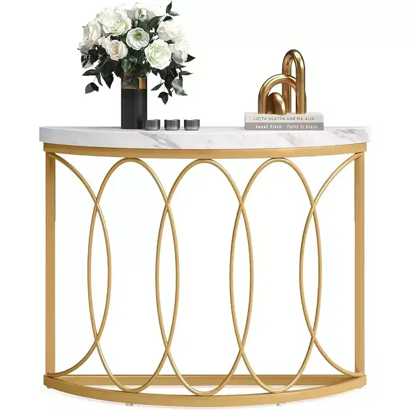 Tribesigns Half Moon Console Table, Modern Semi Circle Sofa Table