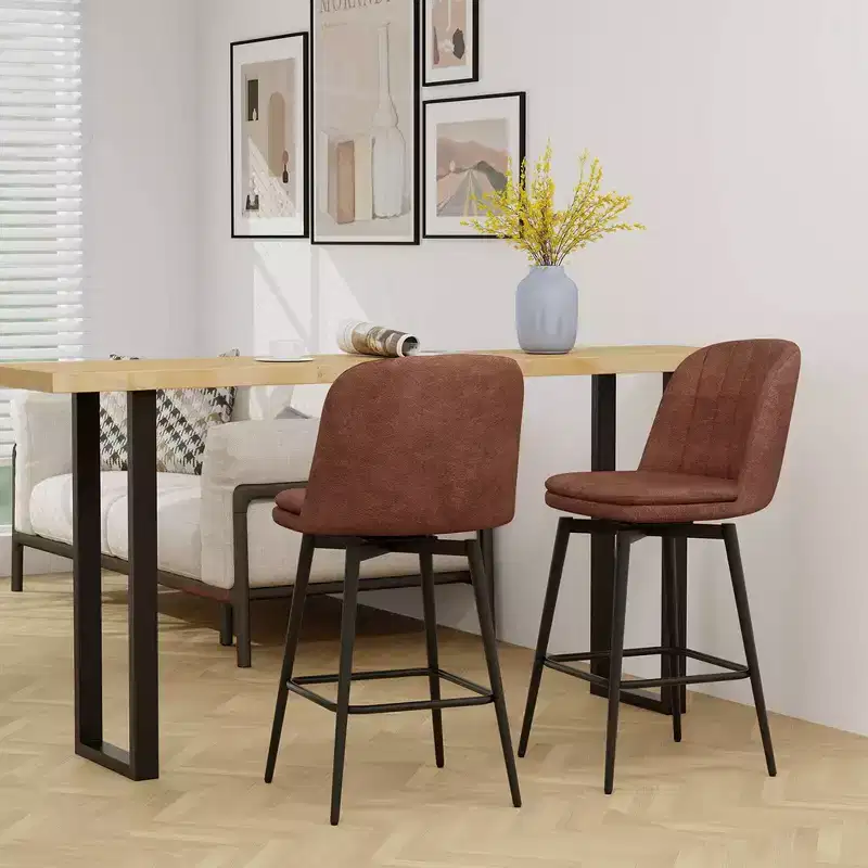 Costway 27 Inch Swivel Bar Stool Set of 2/4 with Padded Seat Metal Legs & Footrest