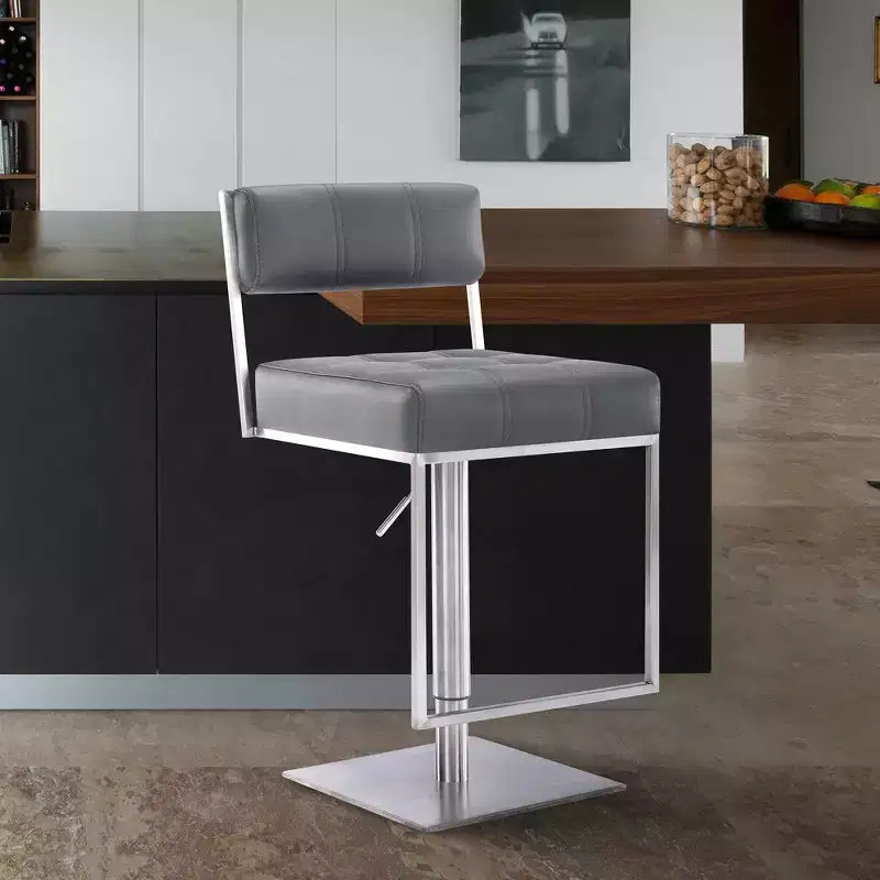 Adjustable Faux Leather Stainless Steel Barstool