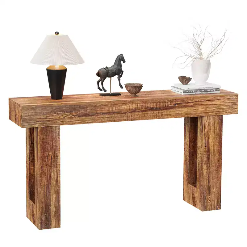 63 Console Table for Entryway, Narrow Farmhouse Sofa Table with Storage, Industrial Wood Accent Table, Brown