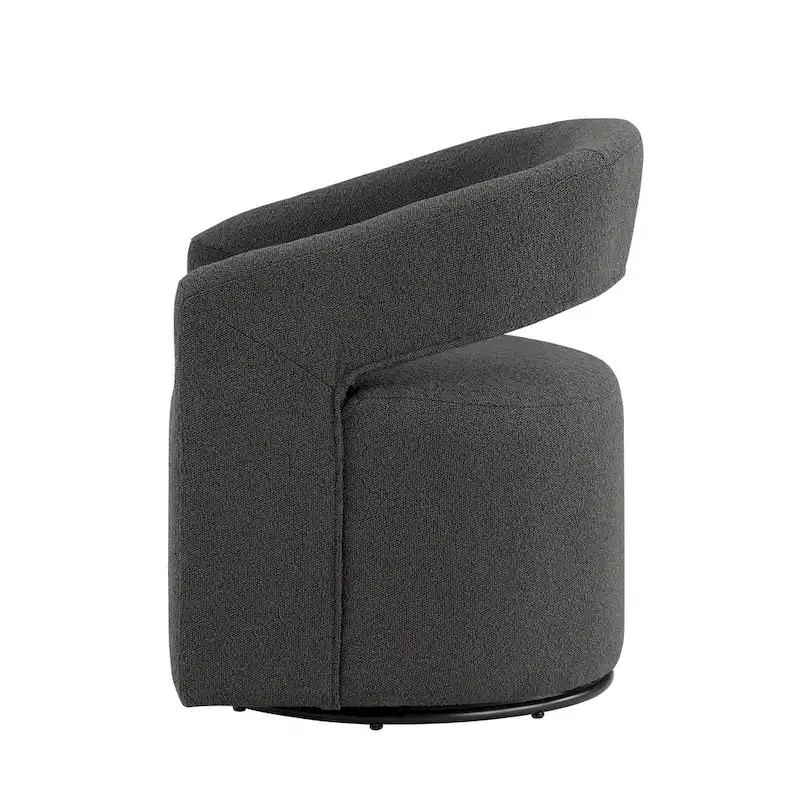 Celeste Modern Boucle Round Barrel Chair Open Back and Curved Arm, Swivel Armchair by Furniture of America