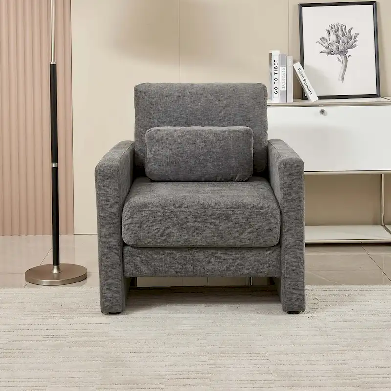 Chenille Upholstered Accent Chair with Armrests