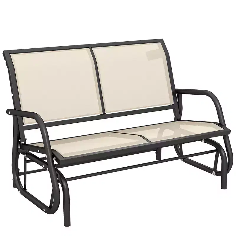 Outsunny 2-Person Outdoor Glider Bench, Patio Double Swing Rocking Chair Loveseat w/Powder Coated Steel Frame for Backyard Garden