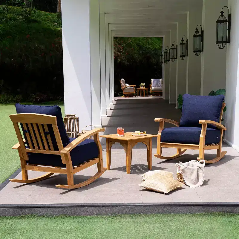 Sonoma Lane Amherst Teak Patio Rocking Chair with Zippered Cushion and Frame