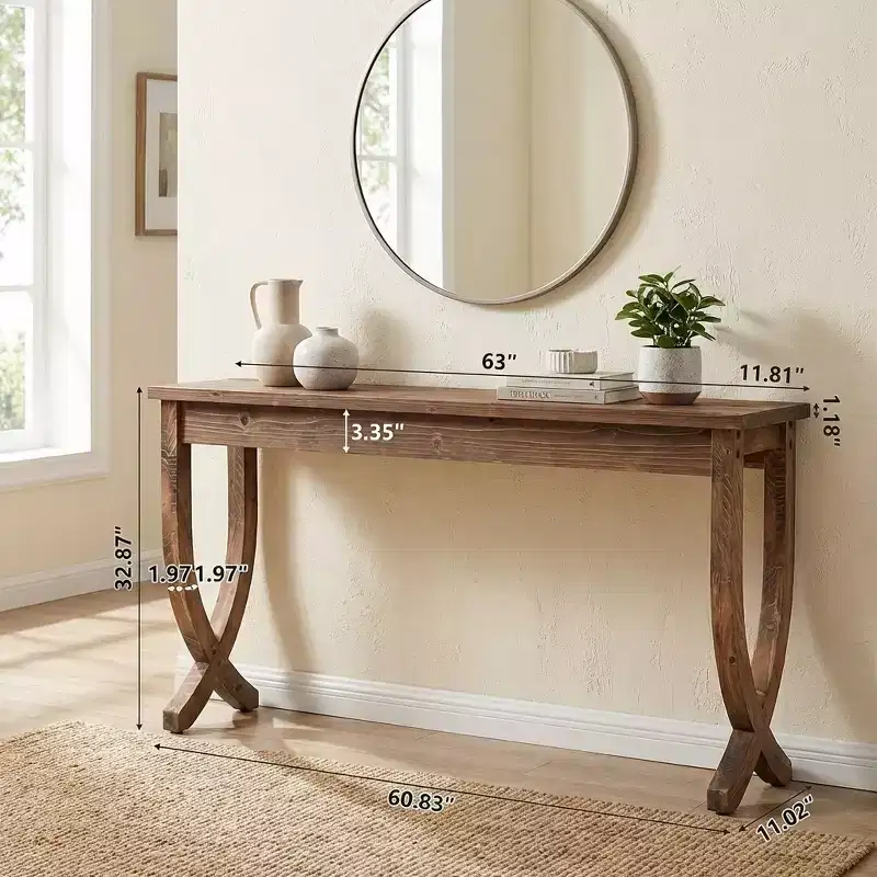 Rustic Farmhouse End Table Solid Wood 2-Tier Side Table for Living Room